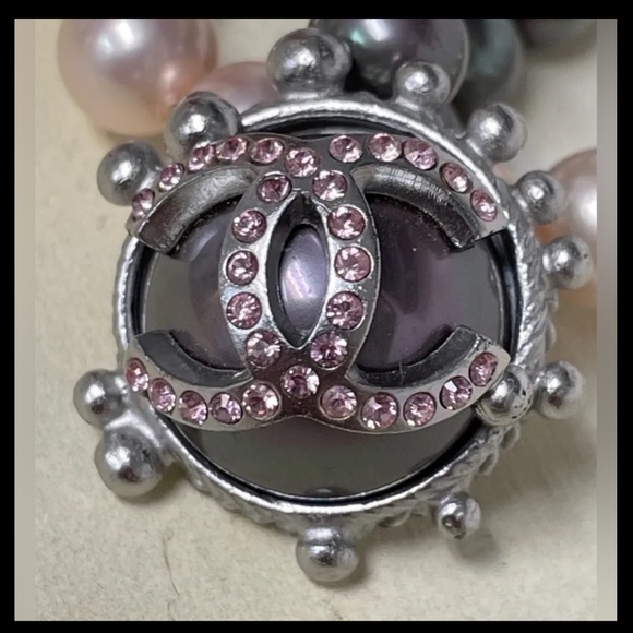 *AUTHENTIC* RARE Chanel Cruise 2002 Pink Crystal Double Pearl Strand Bracelet - Picture 4 of 15